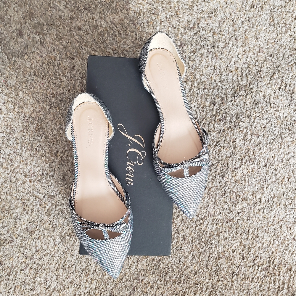 J. Crew Glittering Silver Flats